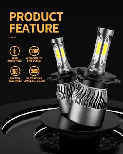𝖧𝟦/𝟫𝟢𝟢𝟥/𝖧𝖡𝟤 Bulb 6500K Cool White 60000LM 900% Brighter, 1:1 Beam Plug and Play IP68 Waterproof Off-Road Lights, Pack of 2