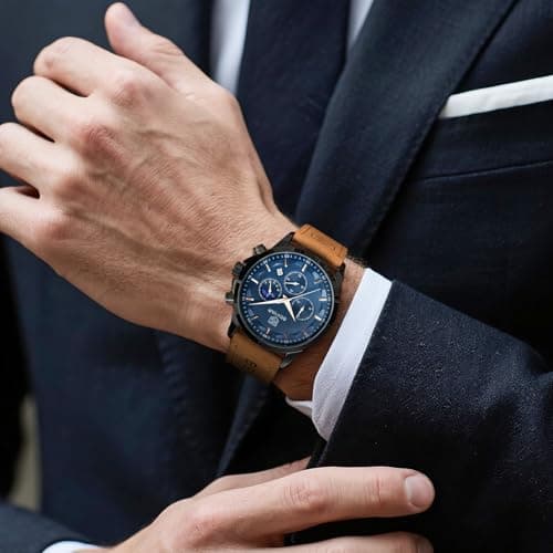 BY BENYAR BY BENYAR Mens Watches Analog Quartz Chronograph Waterproof Wrist Watches for Men Fashion Business Work Casual Sport Designer Dress Watch with Calendar Elegant Gifts for Men