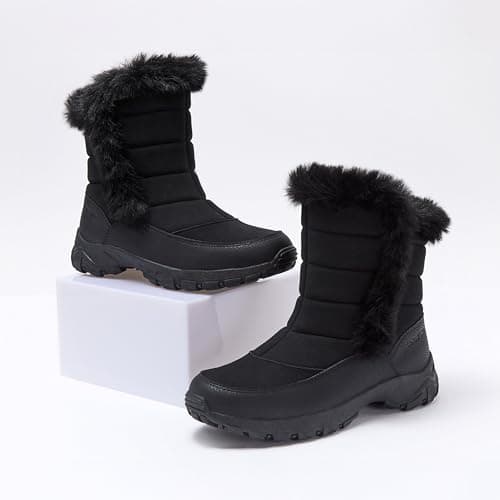 Lands' End Expedition Waterproof Insulated Womens Snow Boots, Lace Up or Slip On Winter Boots for Women, Medium or Wide Width Sizes 6 to 11, Black, Brown, Blue, White or Grey Winter Shoes