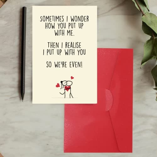 Cheerin Funny Greeting Card with Envelope - Anniversary Card - Romantic Birthday Card - Hilarious Gifts for Him Her Girlfriend Boyfriend Wife Husband