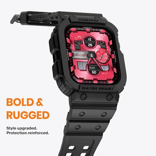 amBand E1 Rugged Band & Case for Apple Watch – Compatible with Series 1–11, SE3/SE2/SE – and Ultra 3/2/1, Lightweight Shockproof Design