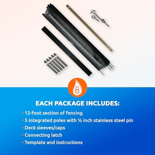 Pool Fence DIY by Life Saver Fencing Section Kit, 4 x 12-Feet, Black