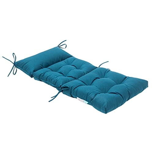 QILLOWAY Outdoor Rocking Chair Cushion 43.4x21 Inch, 100% Polyester Waterproof Patio Rocking Chair Cushion, High Back Weatherproof Chair Pad for Adirondack & Outdoor Furniture, Peacock Blue