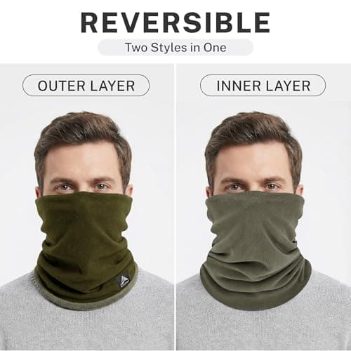 GXCROR Winter Neck Warmer, Reversible Fleece Gaiter Scarf, Windproof Face Mask for Men & Women
