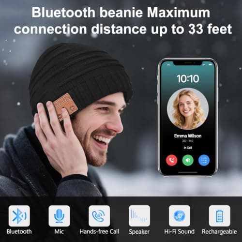 Bluetooth Beanie Hat,Unique Christmas Tech Gifts for Boyfriend Husband Him Men Women Teen Boys Girls Teenage Coworker Stocking Stuffers Secret Santa Best Friend Birthday Gifts B07FVK8KWW