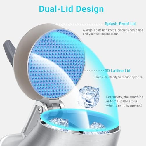 Electric Ice Shaver Machine, Dual Blade &178 lbs/hr | 300W Ice Crusher for Home Use and Commercial, Shaved Ice Machine, Ice Grinder, Ice Pick & Extra Blades, ETL-Listed, Silver