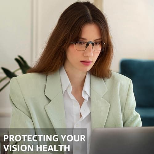 Trysee Rectangular Clip-On Flip-Up Blue Light Blocking Glasses for Eyes Strain/Light Sensitive TS309