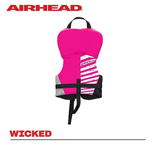 Airhead Wicked Kwik-Dry NeoLite Flex Life Jacket for Kids - USCG Approved Life Vest for Youth, Child & Infant, Watersports Vest for Boating, Tubing & Swimming, Hot Pink