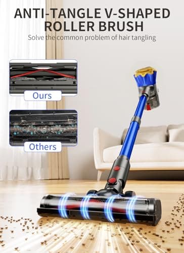 MBYULO Cordless Vacuum Cleaner, 580W 50Kpa Powerful Stick Vacuum, Up to 70Mins Rechargeable Battery, Vacuum Cleaners for Home Anti-Tangled Lightweight Handheld for Hardwood Floor, Carpets, Pet Hair