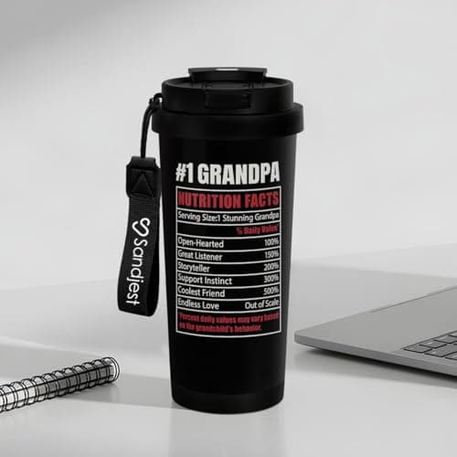 Grandpa Gift from Kids, Stainless Steel 2-in-1 Lid Coffee Tumbler 18 oz, Best Grandpa Ever Insulated Travel Mug for Men Granddads Grandfathers, Gift Idea for Birthday Christmas Fathers Day Retirement B0G4C5VMCR