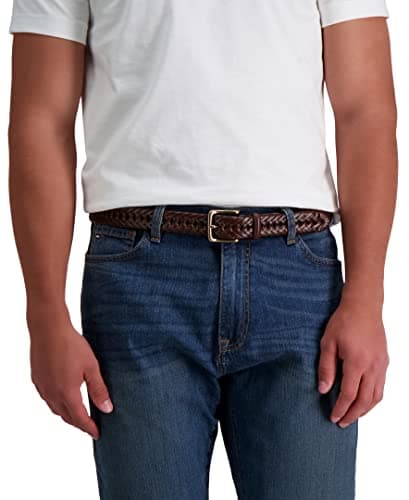 Tommy Hilfiger Men's Fully Adjustable Leather Braided Belt for Jeans, Khakis or Dress Pants