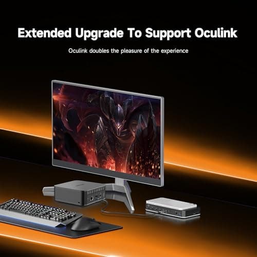 Reatan AI Oculink Mini Barebone PC AMD Ryzen 7 255 (8C/16T Upgraded 8745HS) Radeon 780M NO SSD & NO RAM & NO OS 8K Quad-Screen Display Desktop Gaming Mini Computers WiFi 7 BT:5.4 Built-in Speaker