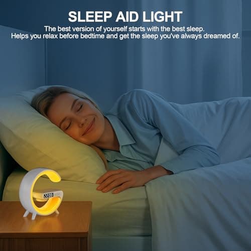 Kangtaixin Wake Up Light Alarm Clock for Kids, LED Table Bedsides Lamp with Sunrise Simulation, Sleep Aid, Snooze, Bluetooth Speaker, Night Light for Bedroom Decor, Birthday, Christmas Gift