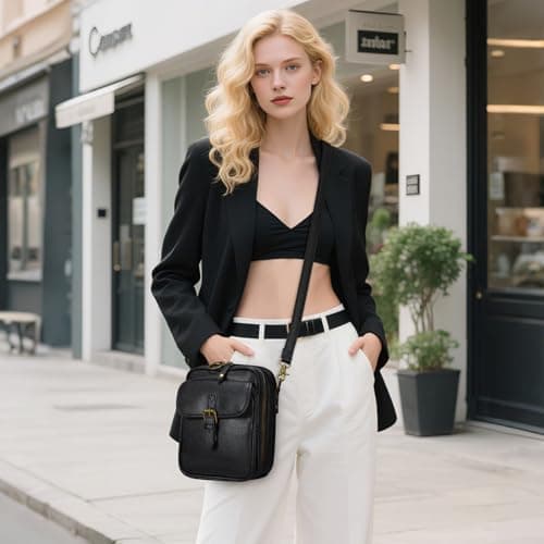 Pelimoo Small Crossbody Bags for Women Vegan Leather Messenger Purses, Vintage Wallet Anti Theft Shoulder Handbags with Card Slots