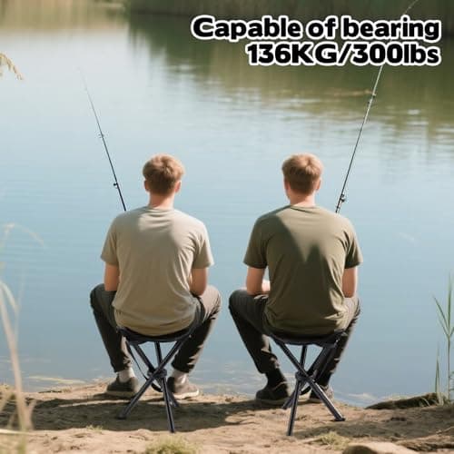 Travel Folding Camping Stool, 14.6 inches Lightweight Outdoor Tripod Chair and Maximum weight 210 lbs Portable Party Chair Fishing Chairs Seat for Camp Hiking Beach Garden and Painting (Black)