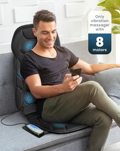 COMFIER Back Massager with Heat, Vibration Massage Seat Cushion with 8 Massage Nodes & 5 Modes, Adjustable Chair Massager Pad for Home Office, Heated Chair Pad, Father‘s Day Gift for Dad