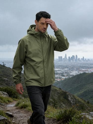 UIQUR Men's Rain Jacket Windbreaker Waterproof Jacket Raincoat Cycling Running Hiking Gear Hood Lightweight Packable