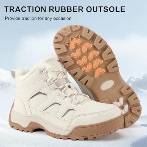 MAIZUN Winter Boots for Women Snow Warm Non-Slip Hiking Ankle Booties for Women Faux Fur Outdoor