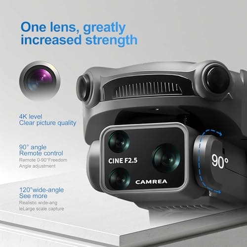S119 4K Drone with Camera for Adults & Outdoor Aerial Photography, GPS Auto Return, Obstacle Avoidance, Brushless Motor, 5G Screen Remote, 3 Batteries 75 Min Long Flight, Dual Camera 120° Wide-Angle, 2000M Range, 120M Altitude, 120° Wide-Angle FPV Quadcopter (Gray)