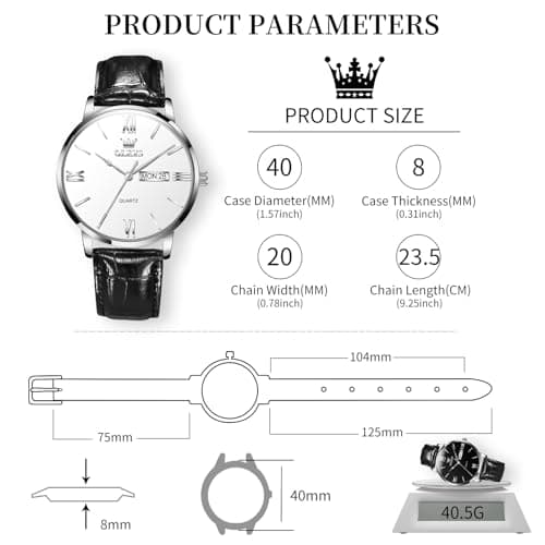 OLEVS Men’s Watches Waterproof Dress Minimalist Analog Quartz Stainless Steel Casual Men’s Wrist Watch with Day Date, Classic Luxury Elegant Roman Numerals Dial Big Face Relojes para Hombres