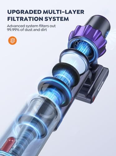 Cordless Vacuum Cleaner, 2 Batteries 110 Mins Runtime Vacuum Cleaners for Home, 45KPA 550W Stick Vacuum with Brushless Motor, Automatically Adjust Suction, Handheld Vacuum for Pet Hair/Carpet/Floor