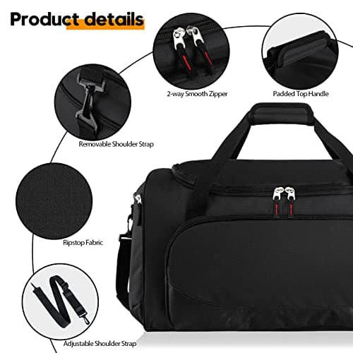 uarition Gym Bag for Men - 55L Black Durable Large Duffle Bag for Travel, Workout, Fitness & Sport
