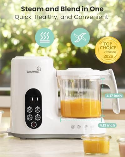 BPA-Free Elevated Steam Basket, Healthy Homemade Baby Food Purees, Starting Solids & BLW, Baby Feeding Essentials, 6+ Months Grownsy Baby Food Maker, Steamer & Blender Baby Food Processor, White B0DGL879NT