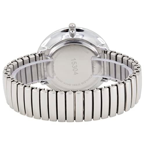 Geneva Blekon Collections Silver Super Large White Face Case Size 43mm EXTRA LARGE Stretch Band Japanese Movement PC21J Fashion Watch