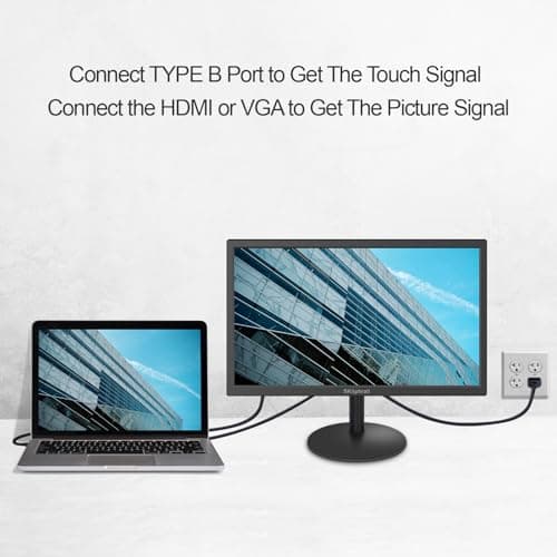 SKitphrati 18.5 Inch Touchscreen Monitor HD 1366x768, VESA Wall Mountable, 10-Points Computer Touch Screen PC Display with Type-B HDMI VGA Port, 75Hz Desktop Touch Display, Black