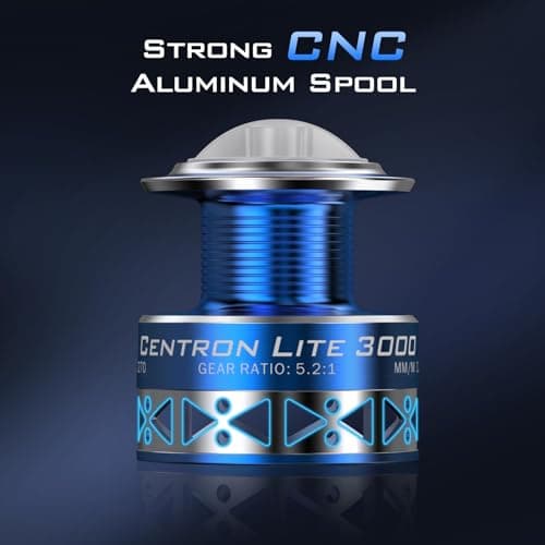 KastKing Centron & Centron Lite Spinning Reels, Size 500 is Perfect for Ice Fishing, Up to 17.5 Max Drag, 5.2:1 Gear Ratio, Ultra Smooth Powerful, CNC Aluminum Spool, 9+1 BB Light Weight