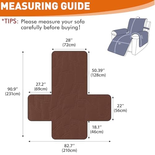 100% Waterproof Recliner Chair Covers,Non-Slip Chair Cover Dog Furniture Protector Recliner Covers Washable Slipcover with Pocket,Elastic Straps for Pets,Dogs,28",Coffee