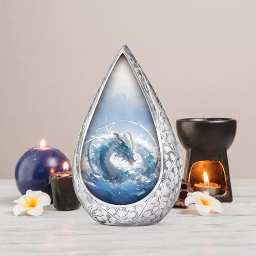 Blue Dragon Small Urn for Ashes Adult Male & Female - Straight Drop Burial Urns for Adult Human Ashes - Remembrance Gift for Loss of Husband - Decorative Cremains Holder for Dad (3 Inch) B0FBRS9T8T
