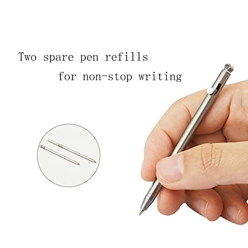 Mini Pen,Non-Toxic Titanium EDC Pen with Keychain, Compact and Stylish Small Pen(Only 82mm in Length and Comes with 2 Refill Cartridges)