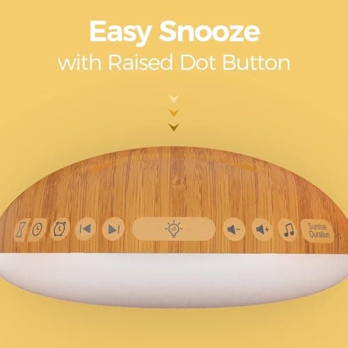 REACHER Wood Grain Sunrise Alarm Clock and Sound Machine Nightlight, Digital Dimmable Clock for Bedroom, 26 Sleep Sounds, White Noise Machine for Baby, Adults, Wake Up Light Alarm Clock for Kids
