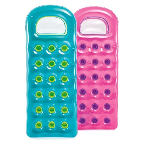 INTEX 59895EP 18-Pocket Suntanner Inflatable Pool Float Raft Lounger Swimming Mat, 74" X 28", 1 Pack, Colors May Vary