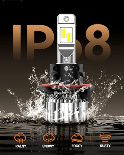 SEALIGHT H13 Bulbs, 70000LM 800% Brighter 6500K Cool White H13 Bulbs with Fan, 70000H Lifespan, IP68 Waterproof, Pack of 2