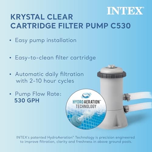 INTEX 28211EH Metal Frame Above Ground Swimming Pool Set: 12ft x 30in – Includes 530 GPH Cartridge Filter Pump – Puncture-Resistant Material – Rust Resistant – 1718 Gallon Capacity