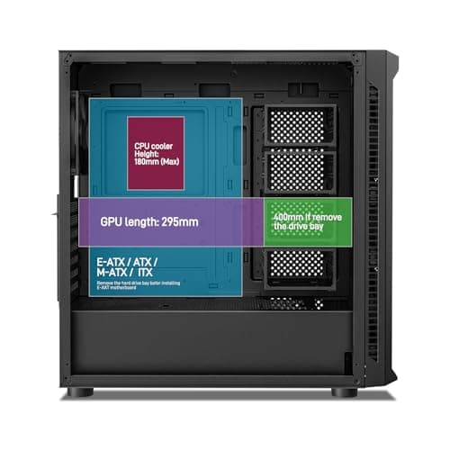 DARKROCK Classico Max Storage Master E-ATX Computer Case with 4x120mm Black Fan, 10 x3.5 HDD+3 x2.5 SDD USB 3.0 Ready, 360mm Radiator Supported, Vertical Slots for GPU Vertically Mount - Black