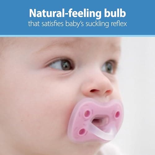 Dr. Brown's Advantage One-Piece Silicone Baby Pacifier, Fully Symmetrical Soother, Coral/Light Pink/Pink, 6-18m, BPA Free, 3 Pack