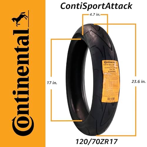Continental ContiSportAttack 120/70ZR17 Front Motorcycle Tire - High Performance Sport Touring Radial Tire for Street Bikes 120/70-17