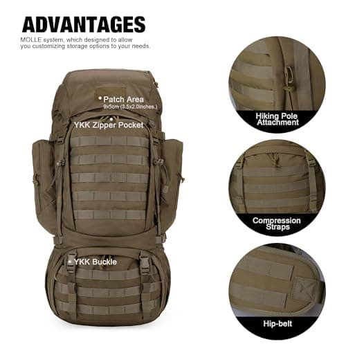 Mardingtop 60L Military Internal Frame Backpack for Hiking,Camping,Hunting,Rucksack Backpack with Rain Cover