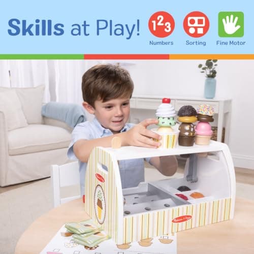 Melissa & Doug Wooden Scoop & Serve Ice Cream Counter, Pretend Play Store, 28 Toy Food & Play Kitchen Accessories, Preschool Toys for Girls & Boys 3+ B01B1V10KA