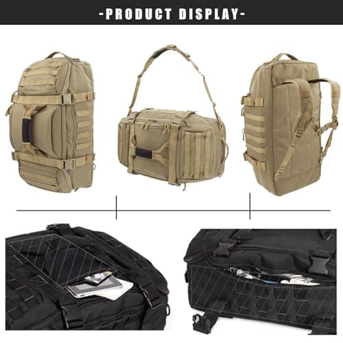 Miramrax Travel Duffle Bag Backpack for Men - Large Tactical Bags Weekender Gym Bag for Overnight Traveling Military Workout Deployment Sports (Coyote, 80L)