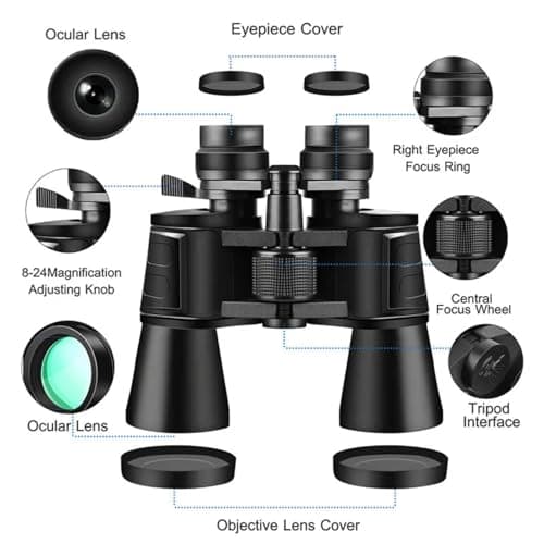 Military Zoom Binoculars 180x100 Powerful HD Binoculars Day/Low Night Optics Hunting Outdoor for Bird Watching Hiking Concert Travel