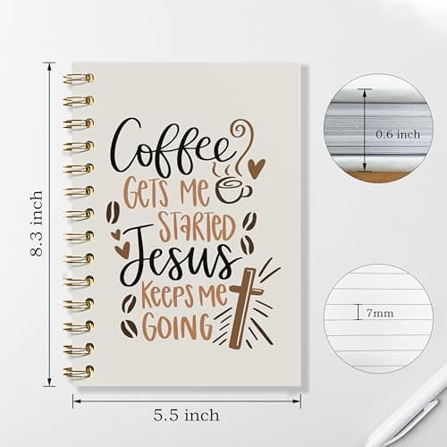 WFSM Coffee and Jesus Notebook - Coffee Christian Journal, Coffee Jesus Spiral Notebook, Coffee Christian Jesus Decor, Jesus Gifts for Women, Gifts for Coffee Lovers, Christian Gifts, 5.5x8.3 Inches B0DJKV6SK2
