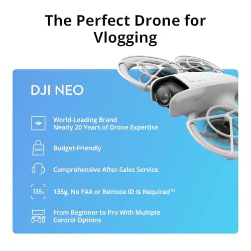DJI Neo Fly More Combo, Mini Drone with 4K UHD Camera for Adults, 135g Self Flying Drone that Follows You, Palm Takeoff, Subject Tracking, QuickShots, Stabilized Video, with RC-N3 and 3 Batteries