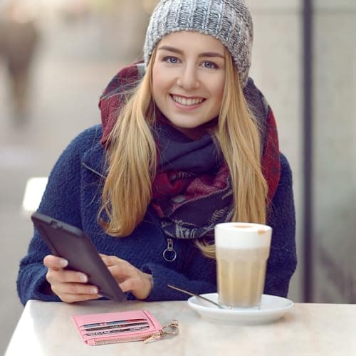 Sodsay Card Case Slim Front Pocket Wallet for Women Credit Card Holder with Keychain