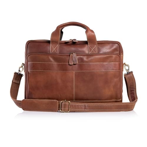 KomalC 16 Inch Leather briefcases Laptop Messenger Bags for Men and Women Best Office Satchel Bag