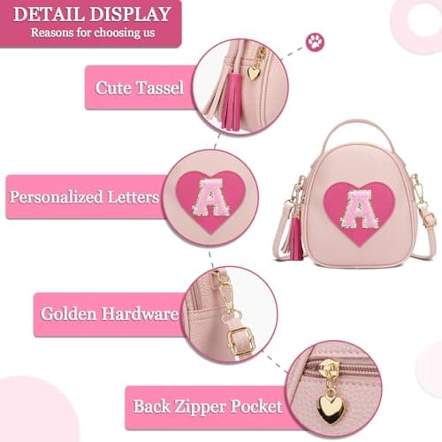 KKXIU Purse Gifts for Girls Cute Little Girl Crossbody Bag Heart Kids Small Backpack with Tassel (A)