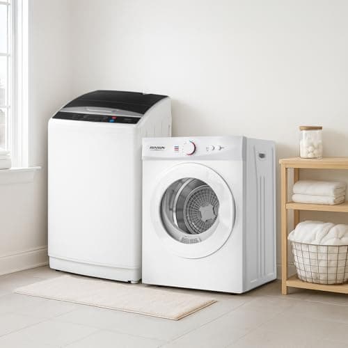 ROVSUN 25LBS Full Automatic Washing Machine and 1.8CuFt Portable Clothes Dryer Set, Compact Laundry Washer and Dryer Combo Set with Stainless Steel Inner Tub, for Apartment, Dorms, Home
